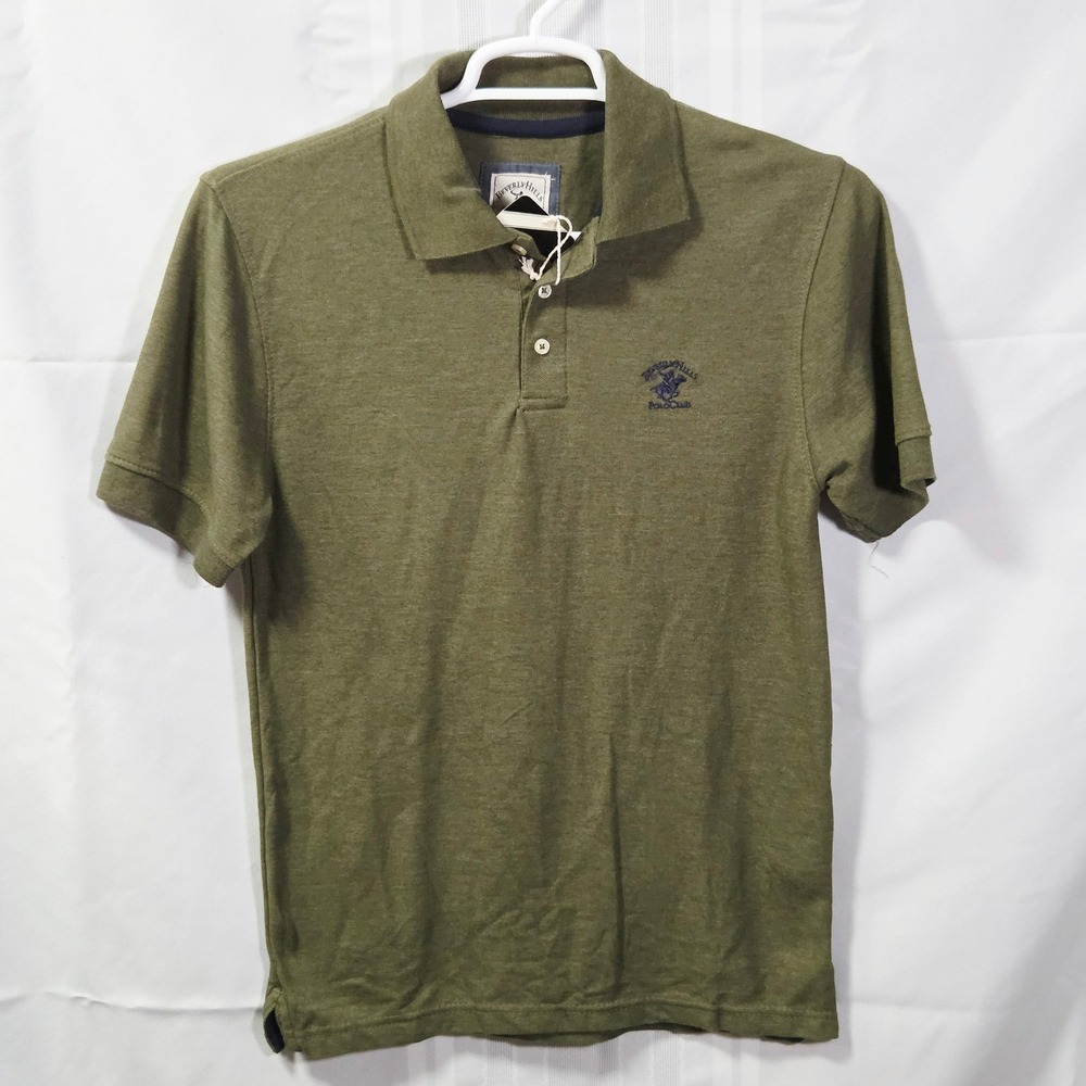 Beverly Hills Polo Club Polo Mens S Green Cypress Heather Modern Fit MB2035RO4